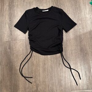 Zara Black Drawstring Short Sleeve Top